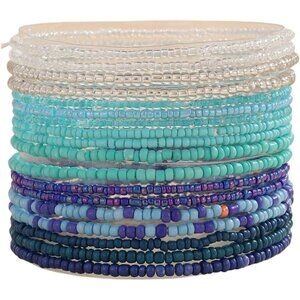 18Pcs Colorful Bohemia Seed Beaded Bracelets Handmade Adjustable Stackable Rainb